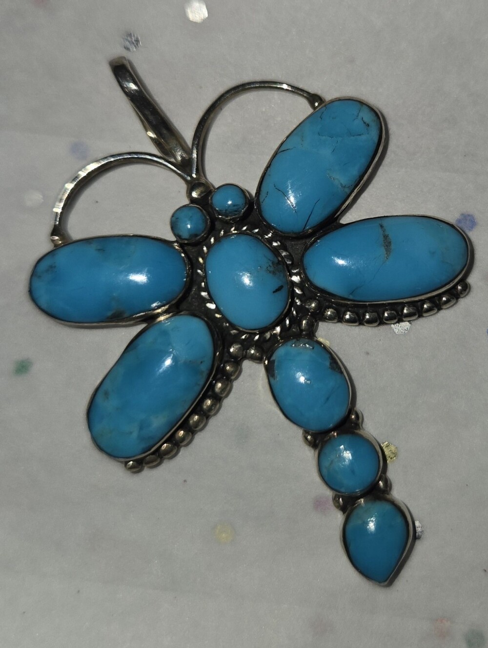 Turquoise Dragonfly Pendant Necklace - Sterling Silver Style